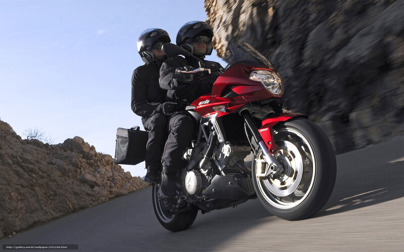 Two People on Red Motorcycle — Dynamic