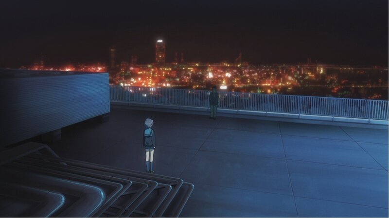 Two People on Rooftop — Blue, Dramatic