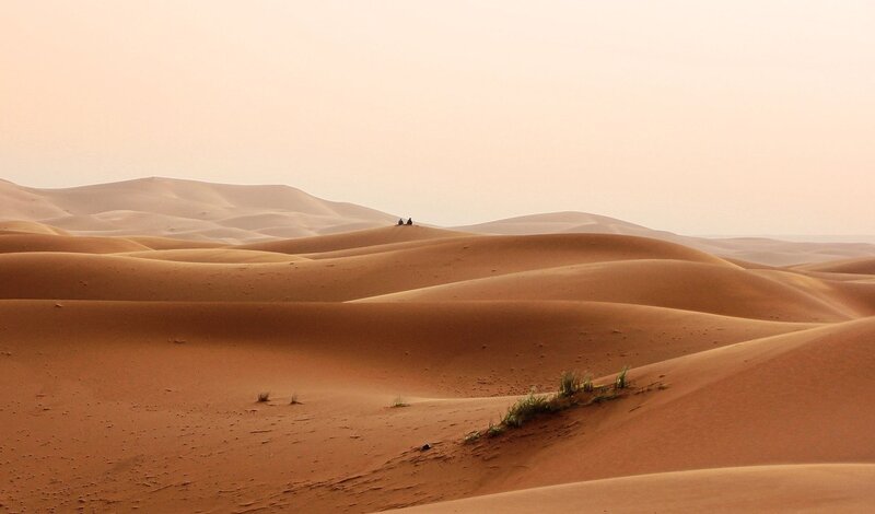 Two People on Sand Dunes — Orange