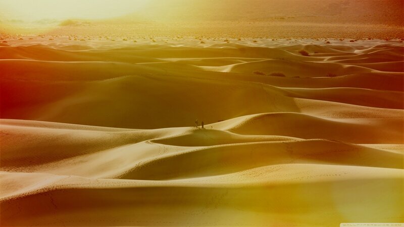 Two People on Sand Dunes — Yellow