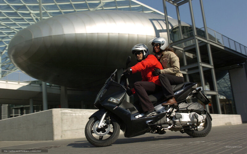 Two People on Scooter — Black