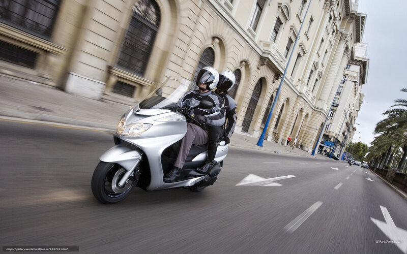 Two People on Scooter — Silver