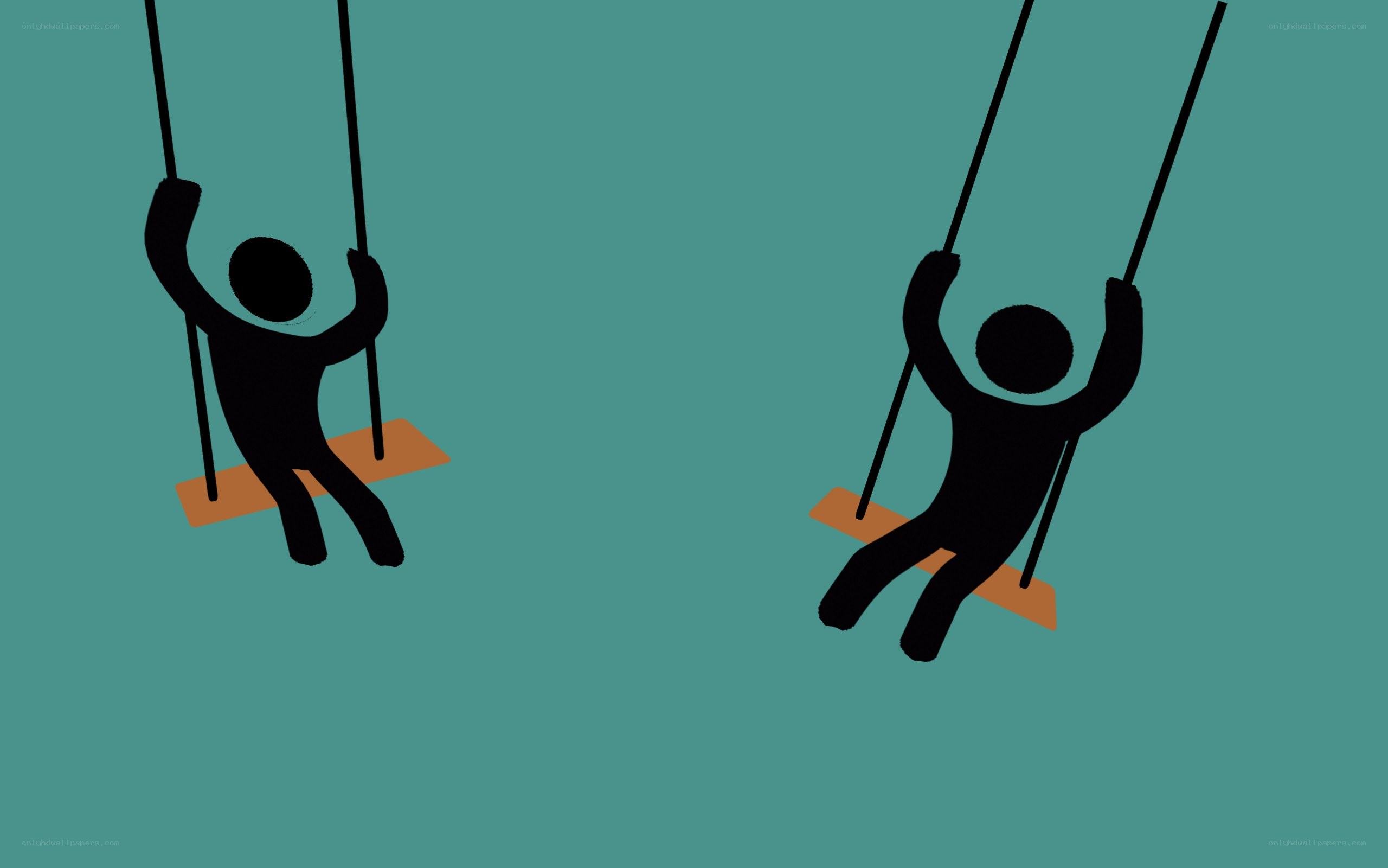Two people on swings
