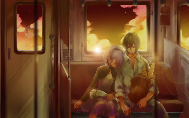 Two People on Train