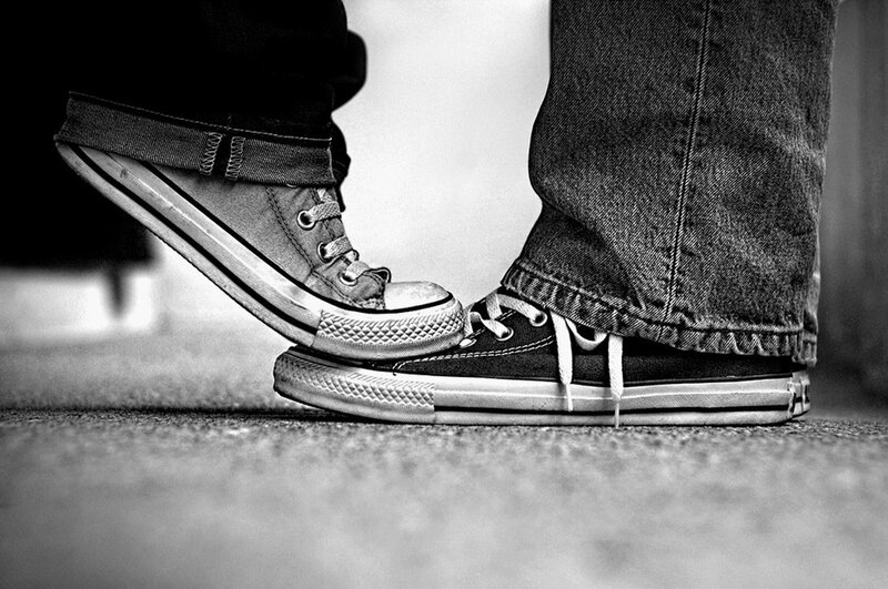 Two People's Feet — Black, Neutral, Photograph