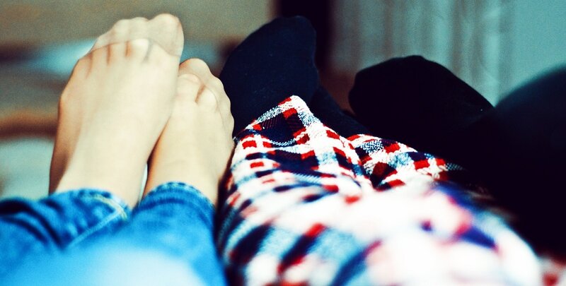 Two People's Feet — Blue
