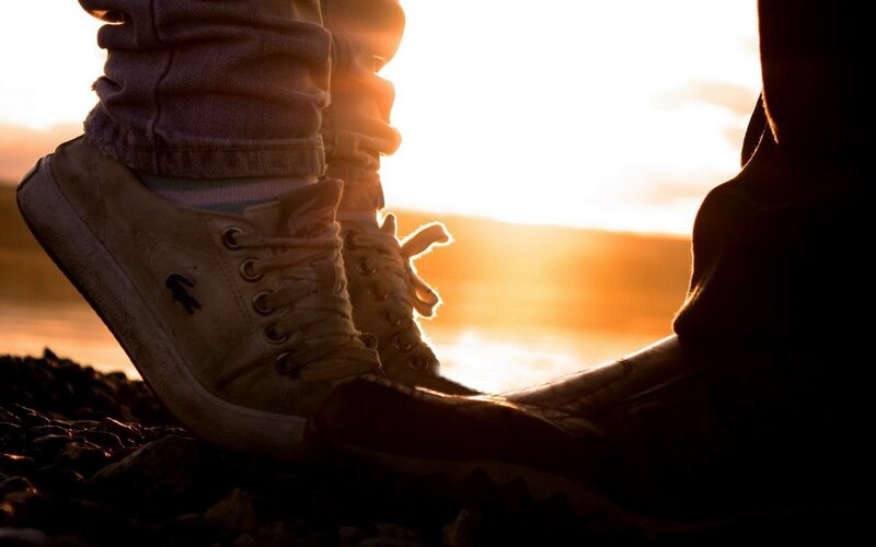 Two People's Feet — Orange