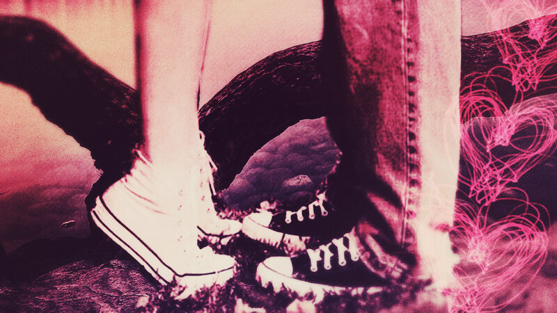 Two People's Feet — Pink