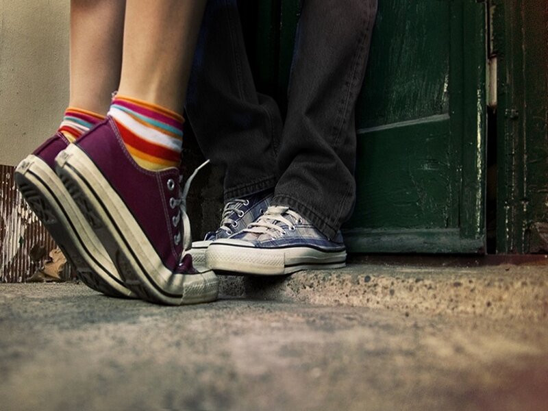 Two People's Feet — Purple