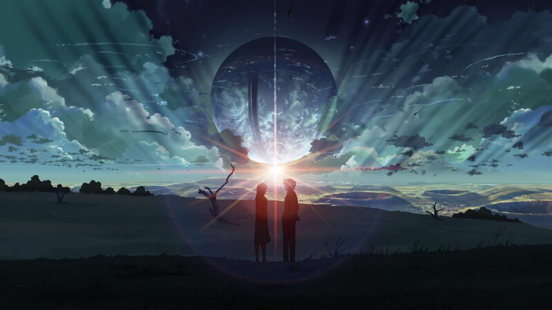 Two People Silhouetted — Blue