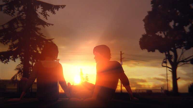 Two People Silhouetted — Orange, Serene