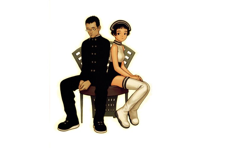 Two People Sitting — Black, Neutral