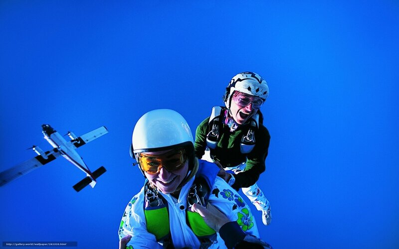 Two People Skydiving — Blue, Adventurous
