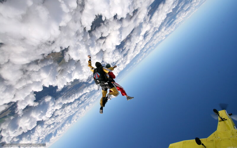 Two People Skydiving — Blue, Dramatic, Afternoon