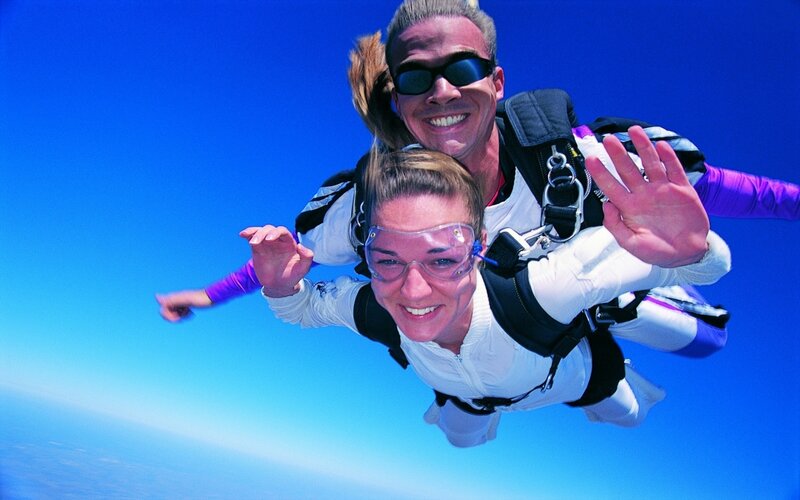 Two People Skydiving — Blue