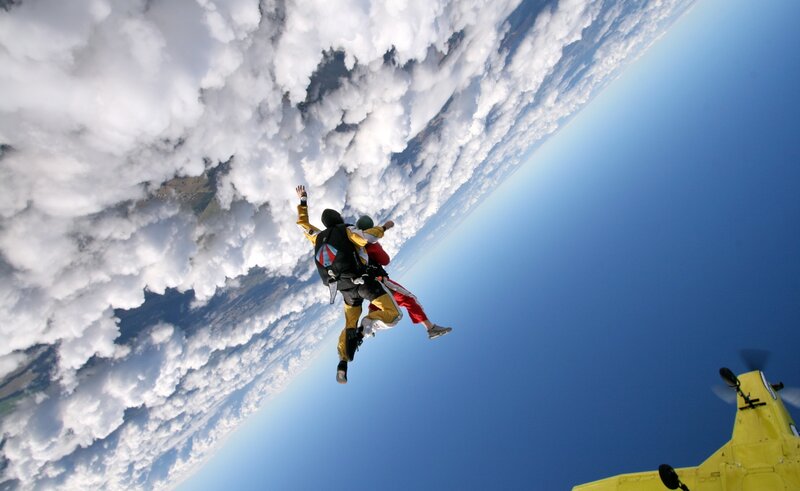 Two People Skydiving