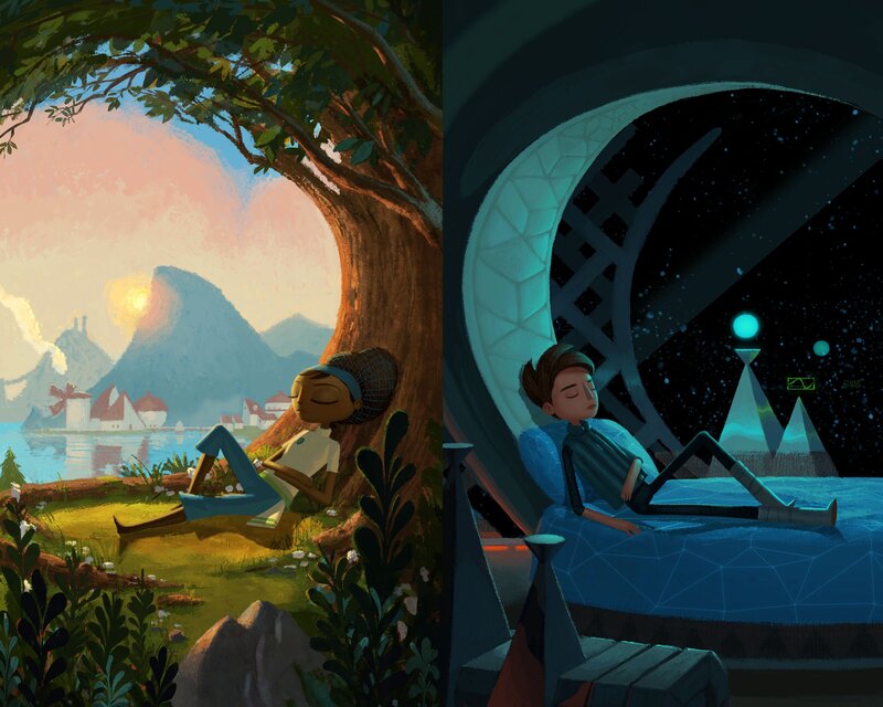 Two people sleeping in different worlds