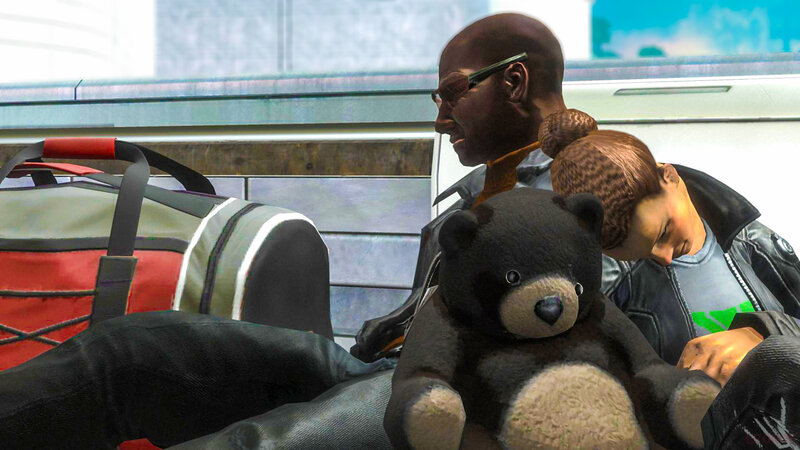 Two People Sleeping on Bench