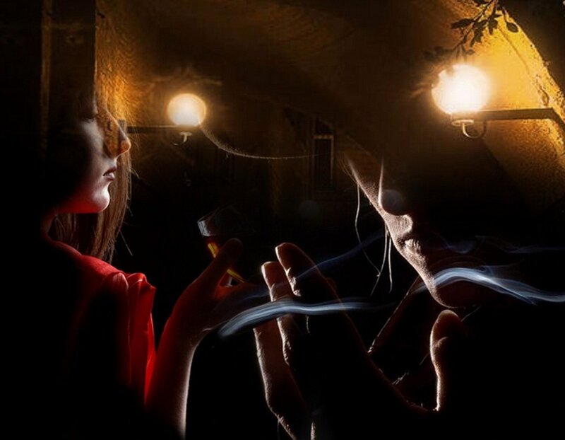 Two People Smoking
