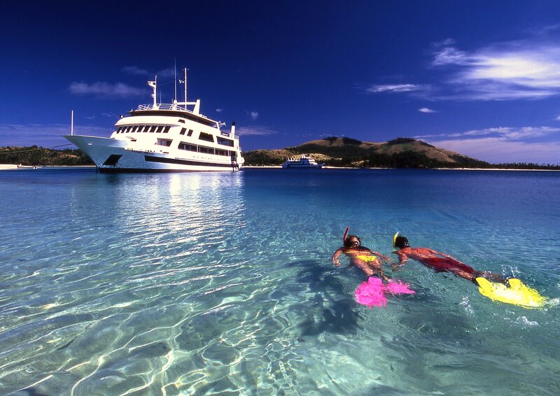 Two People Snorkeling — Blue, Serene