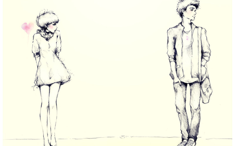 Two People Standing — Black, Calm