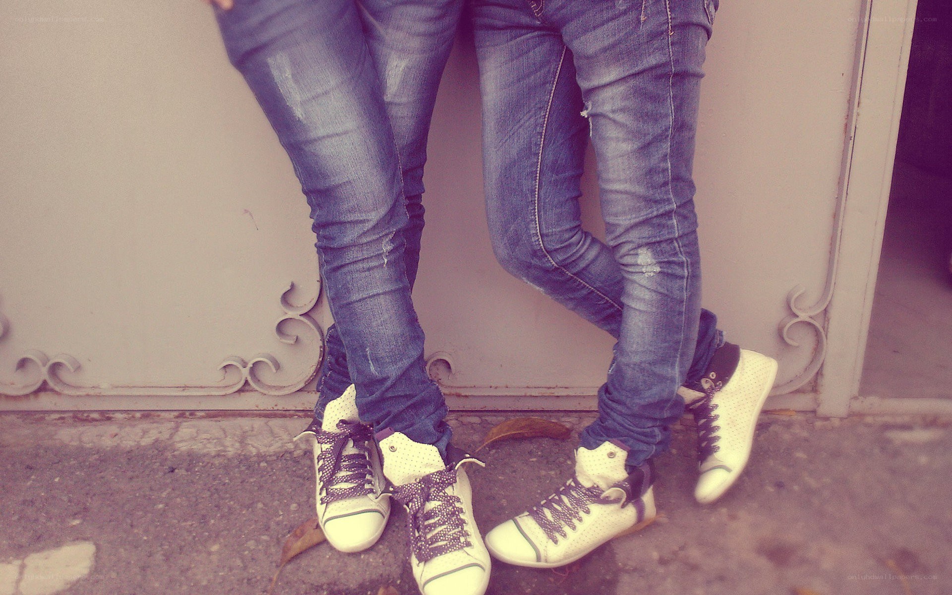 two people standing close
