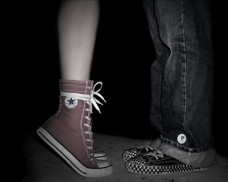 two people standing close