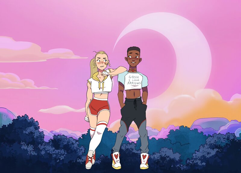 Two People Standing — Pink