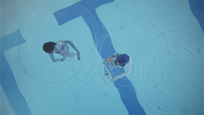 Two People Swimming — Blue, Calm