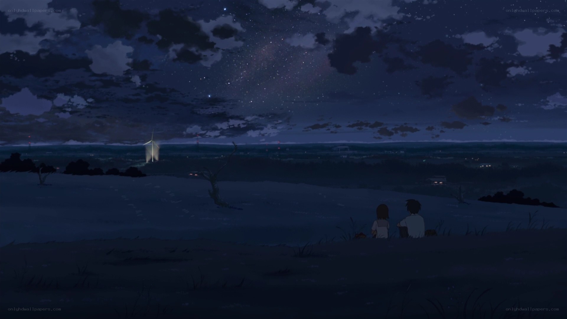 Two people under a starry sky