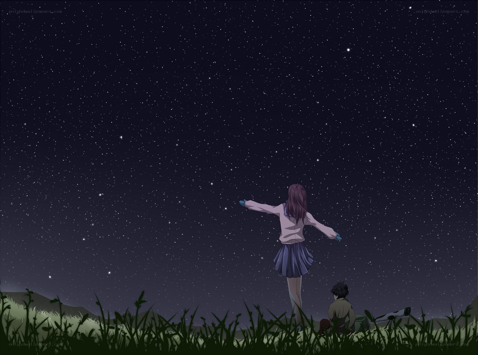 Two people under a starry sky