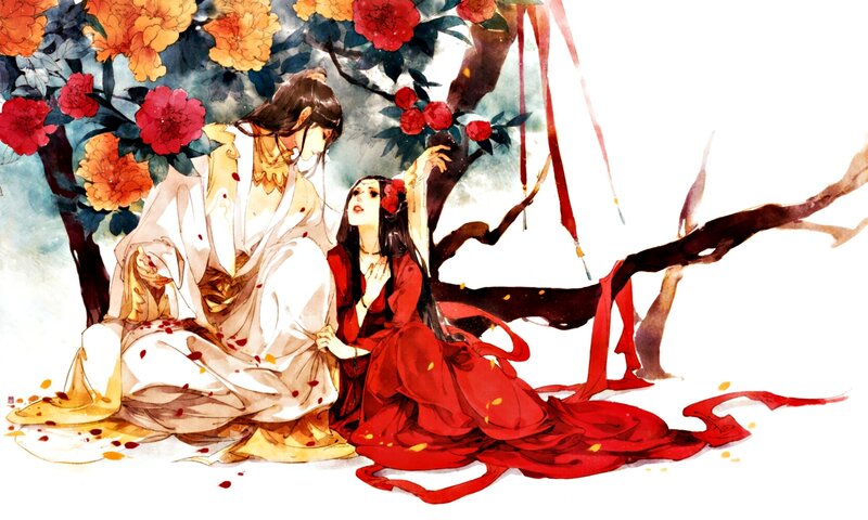 Two People under Blossoms