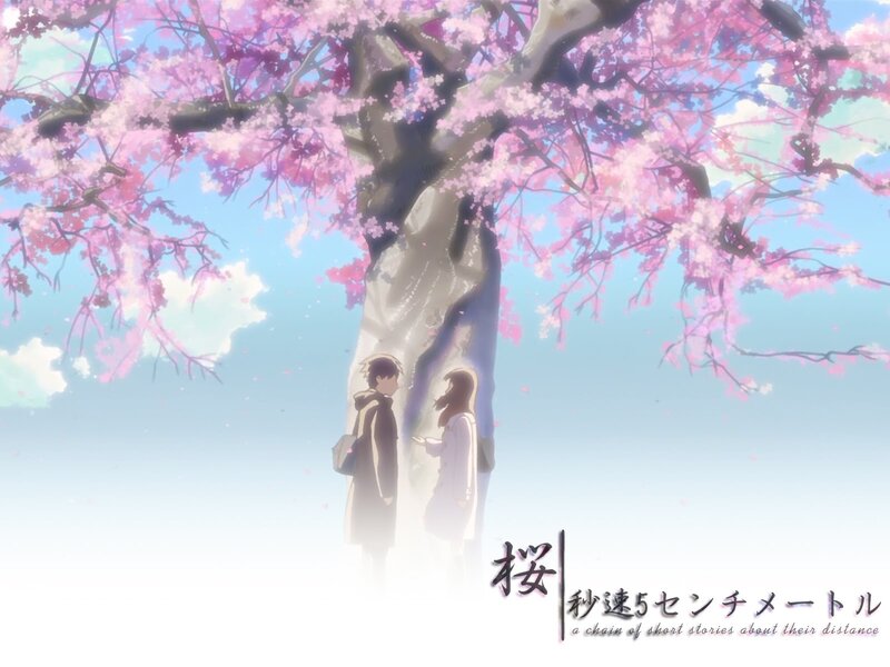 Two People under Cherry Blossoms — Pink