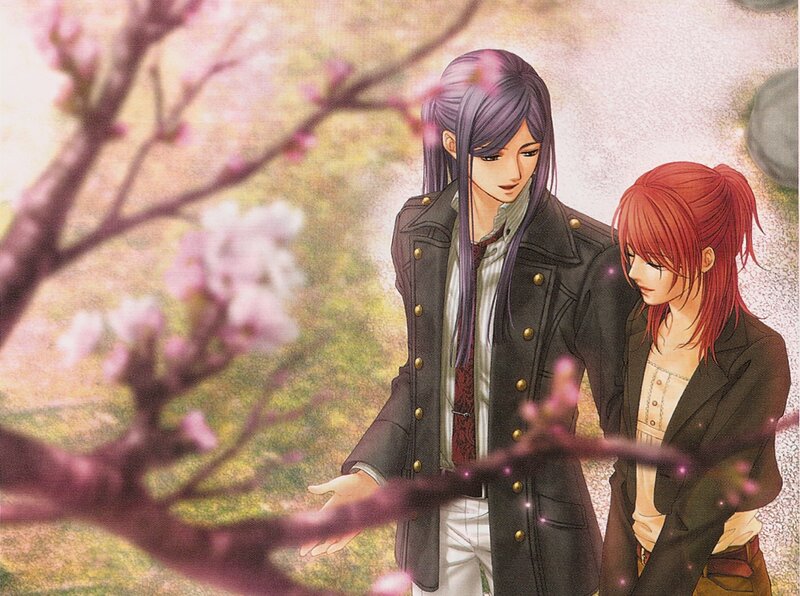 Two People under Cherry Blossoms — Purple