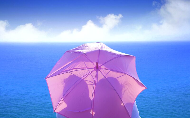 Two People under Umbrella — Blue