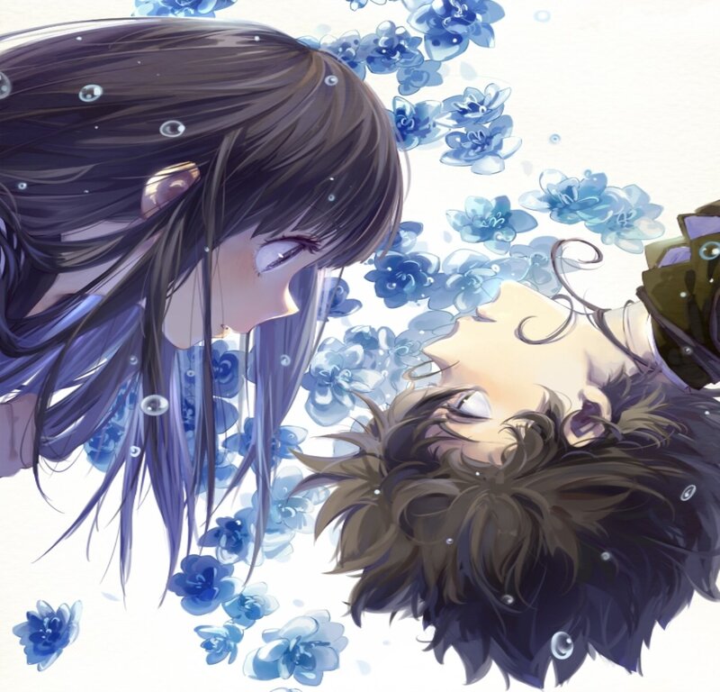 Two People Underwater — Blue, Serene, Anime