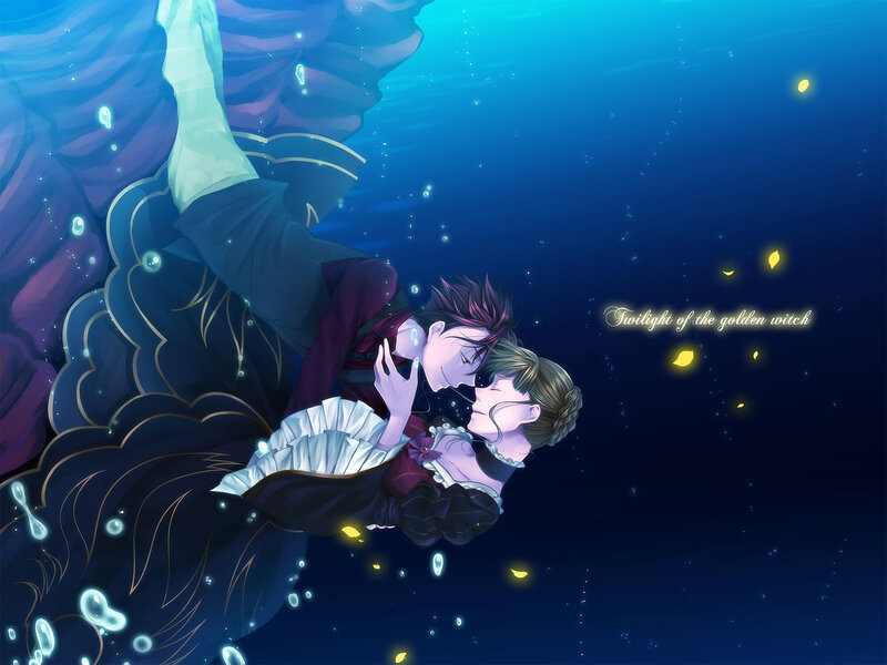 Two People Underwater — Blue, Serene, Night