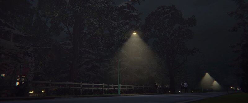 Two People Walking at Night — Black