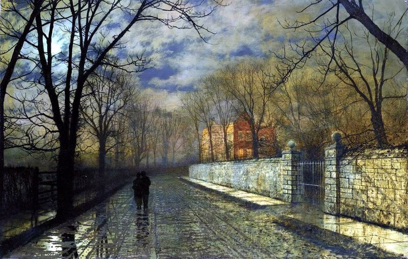 Two People Walking — Blue, Somber