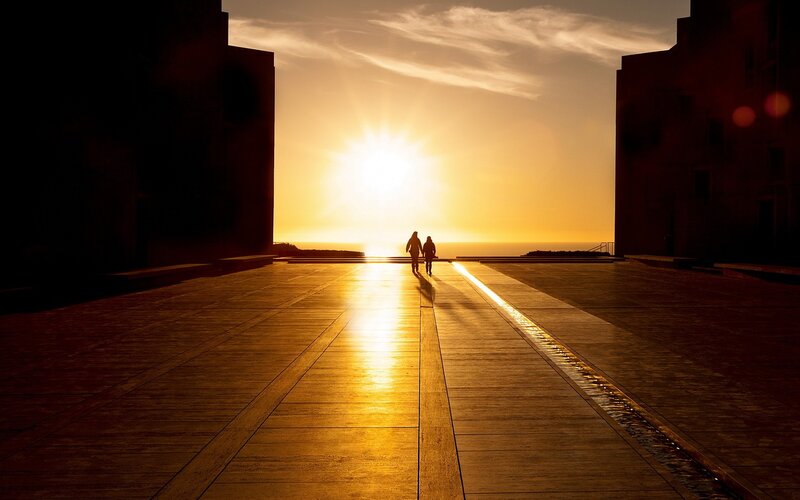 Two People Walking — Gold