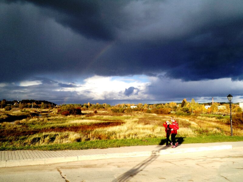 Two People Walking — Gray