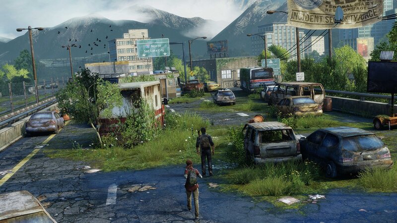 Two People Walking — Green, Post-apocalyptic