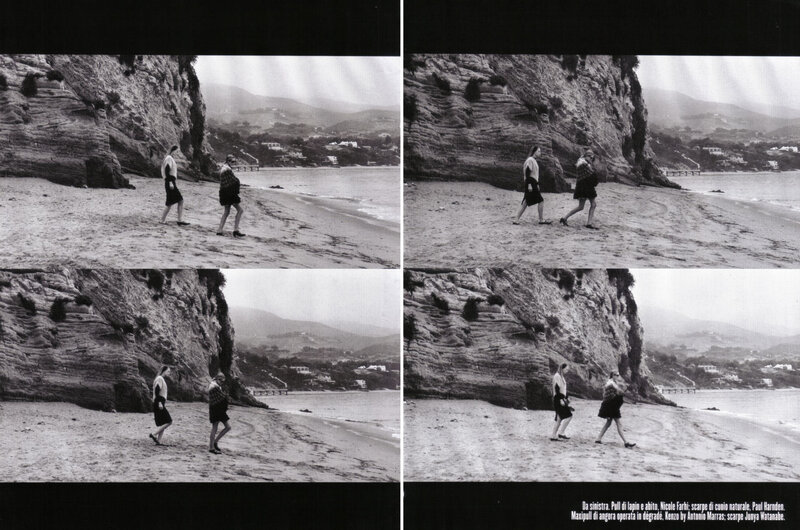 Two People Walking on Beach — Black