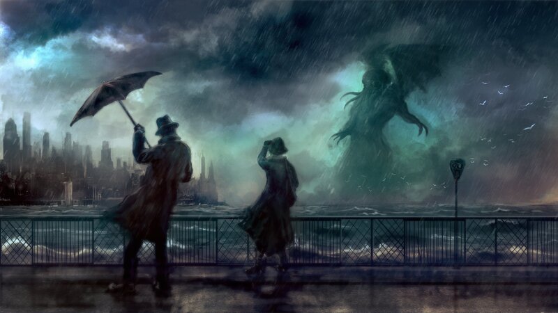 Two People Watching Monster