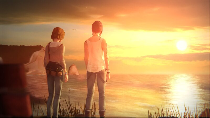Two People Watching Sunset — Orange, Serene, 3d Render