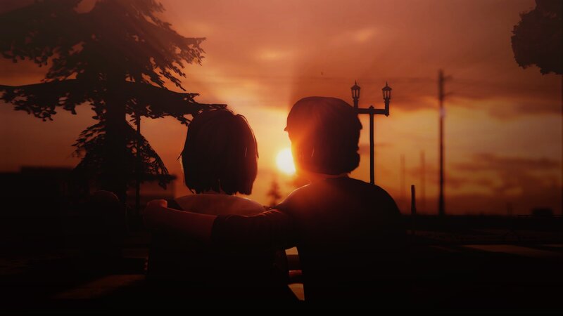 Two People Watching Sunset — Orange, Serene