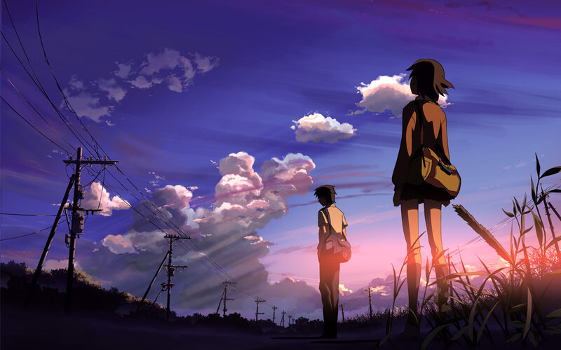 Two People Watching Sunset — Purple, Serene