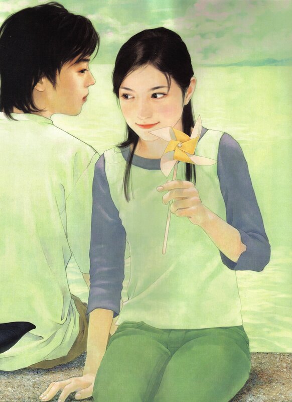 Two people with a pinwheel