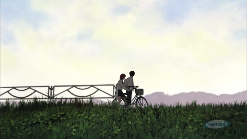 Two People with Bicycle — Green