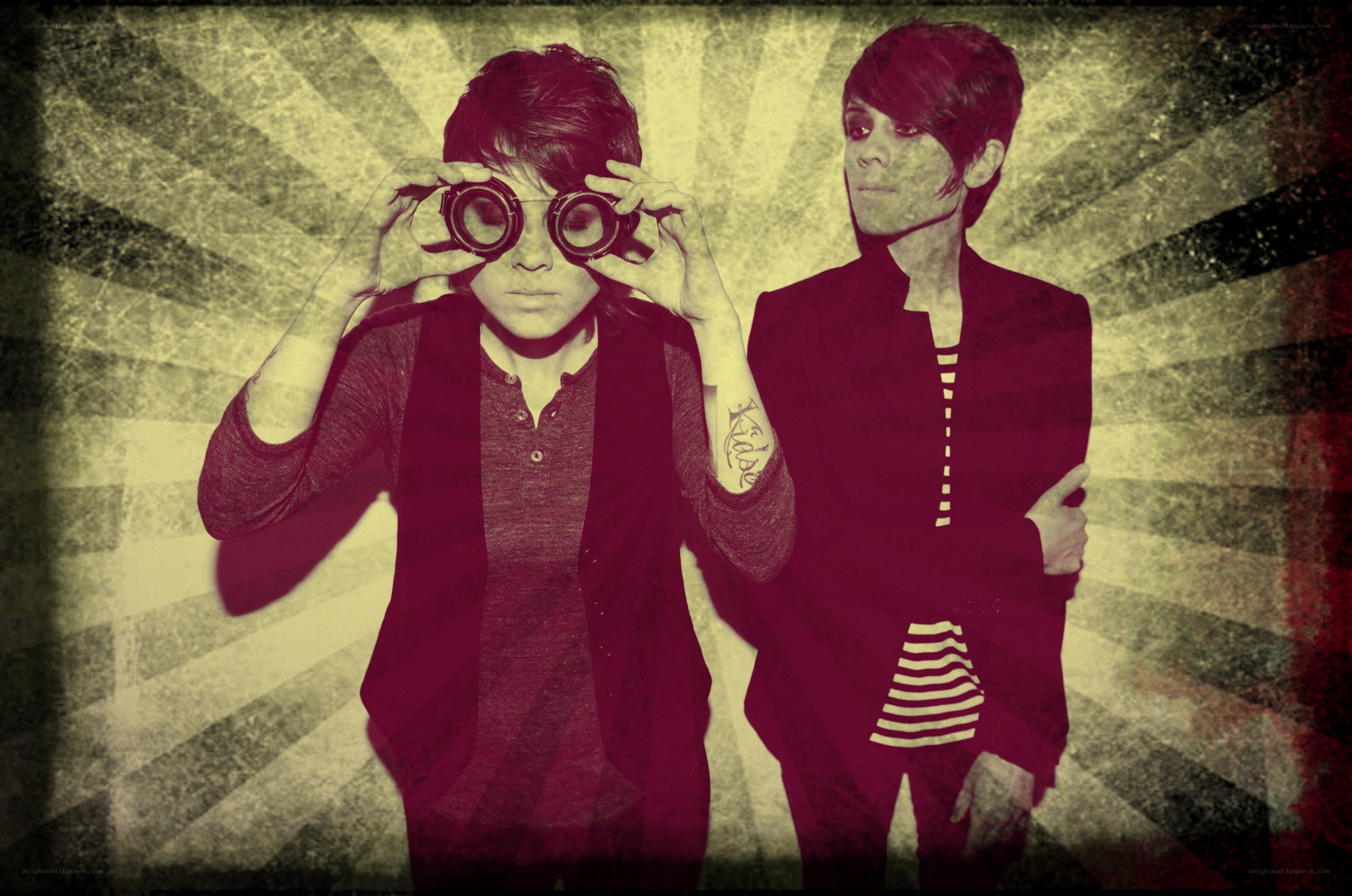 two people with binoculars